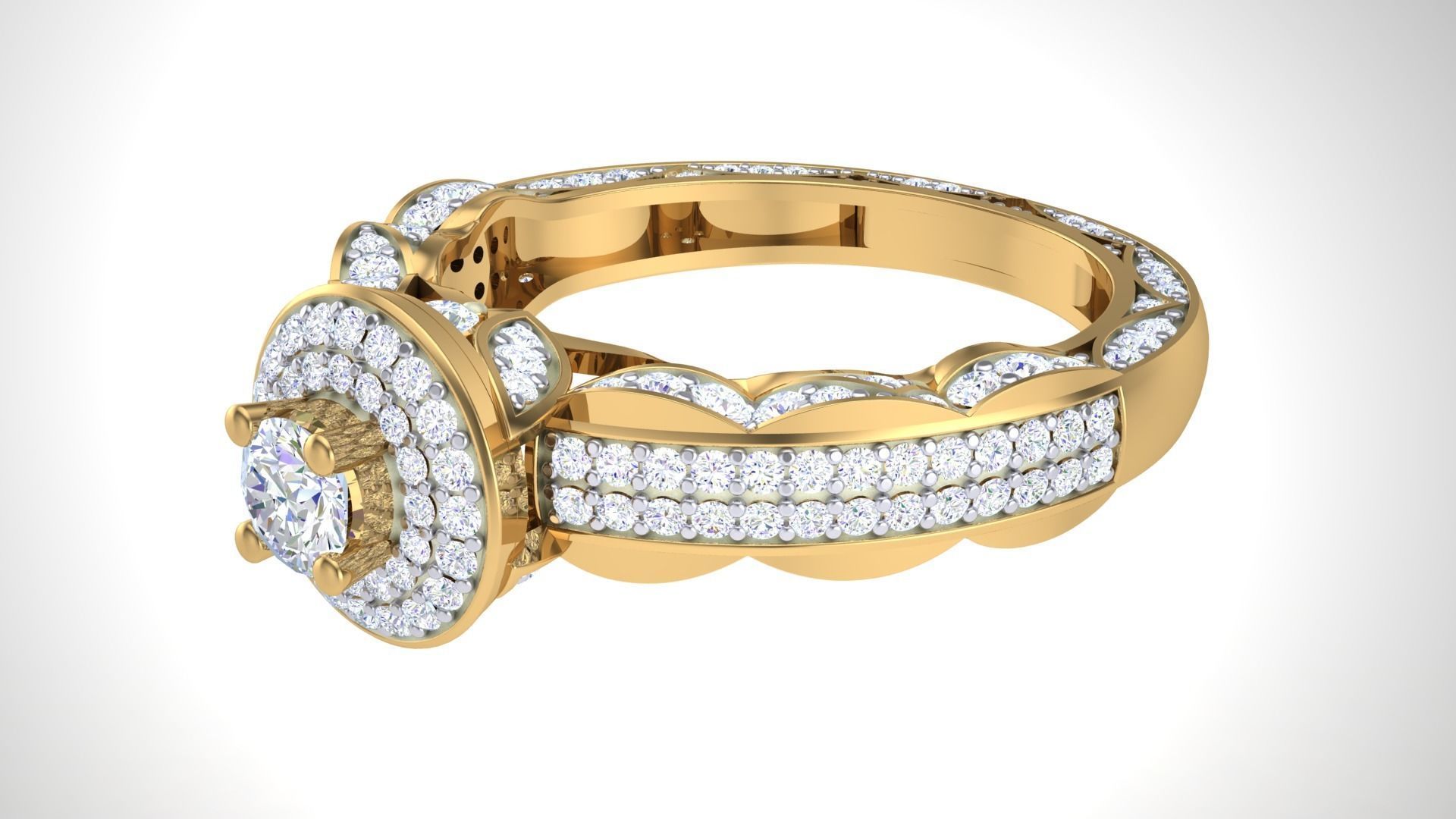 Solitaire Diamond stackable ring with Eternity Bands Pair 3D print model_12