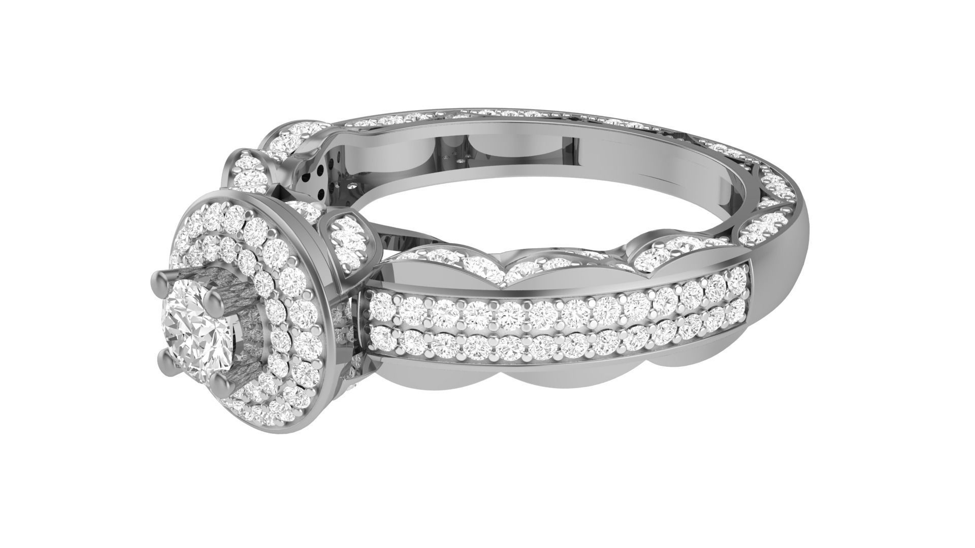 Solitaire Diamond stackable ring with Eternity Bands Pair 3D print model_22