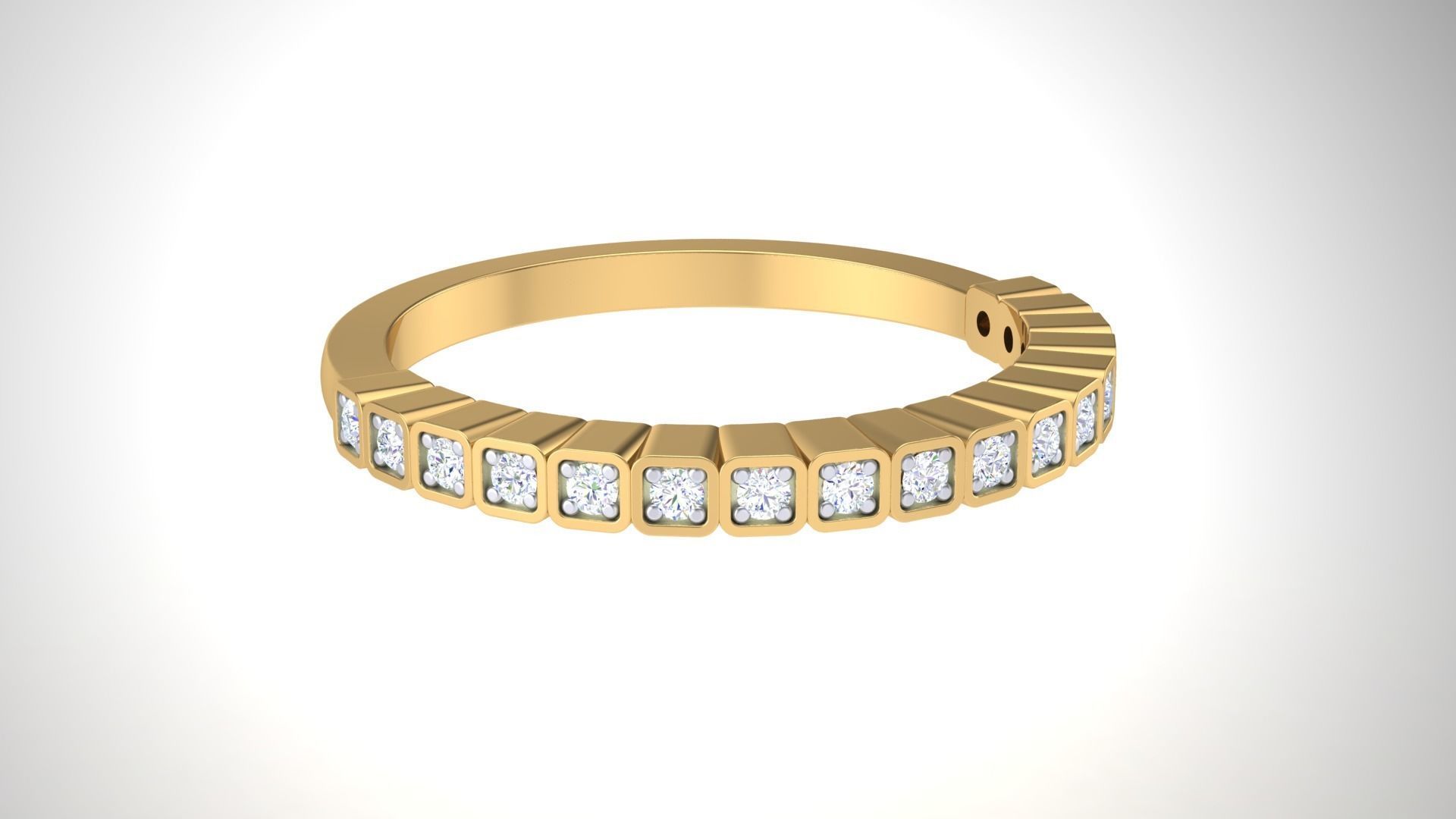 Solitaire Diamond stackable ring with Eternity Bands Pair 3D print model_6