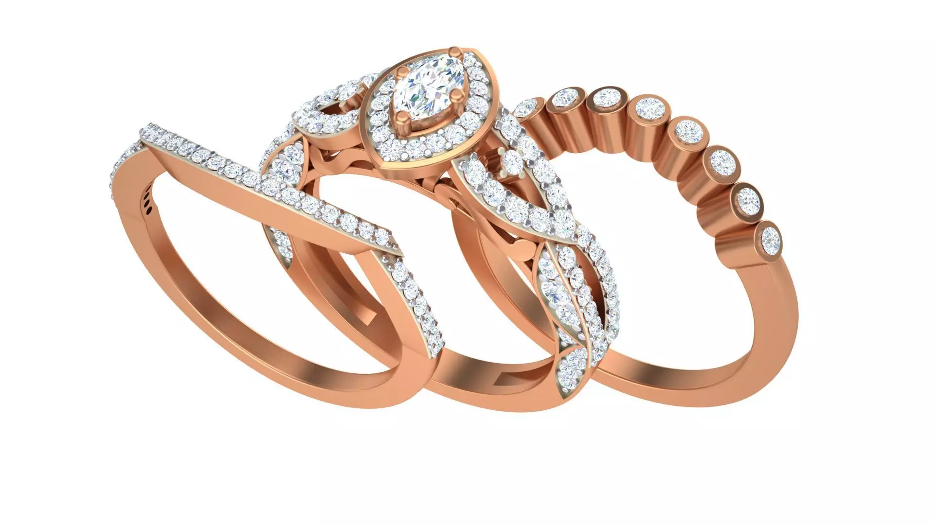 Solitaire Diamond stackable ring with Eternity Bands Pair 3D print model