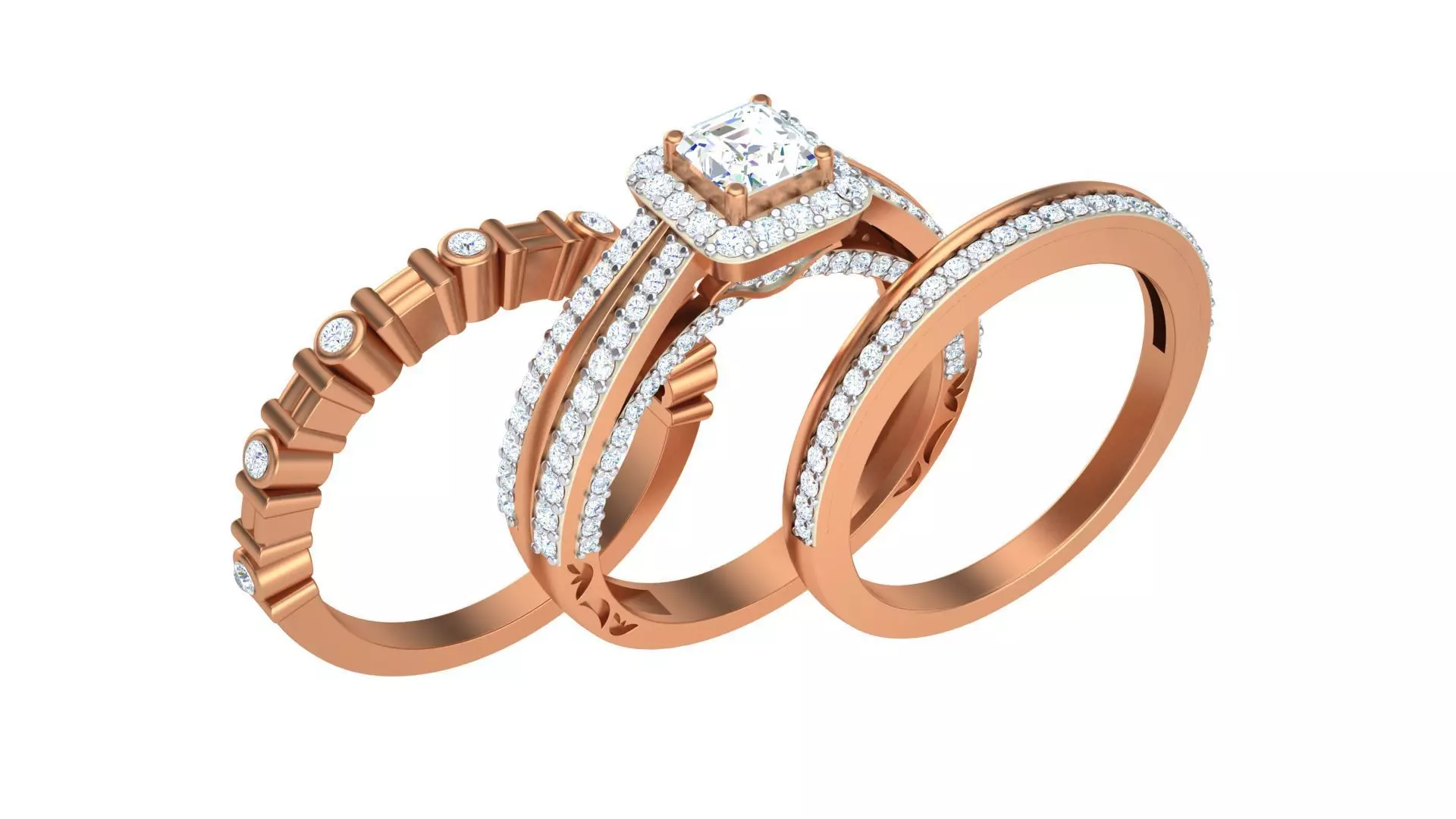 Solitaire Diamond stackable ring with Eternity Bands Pair 3D print model