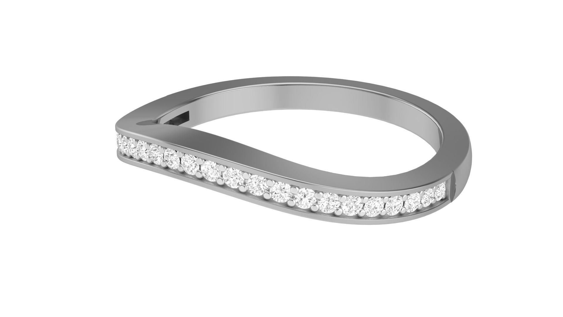 Solitaire Diamond stackable ring with Eternity Bands Pair 3D print model_28