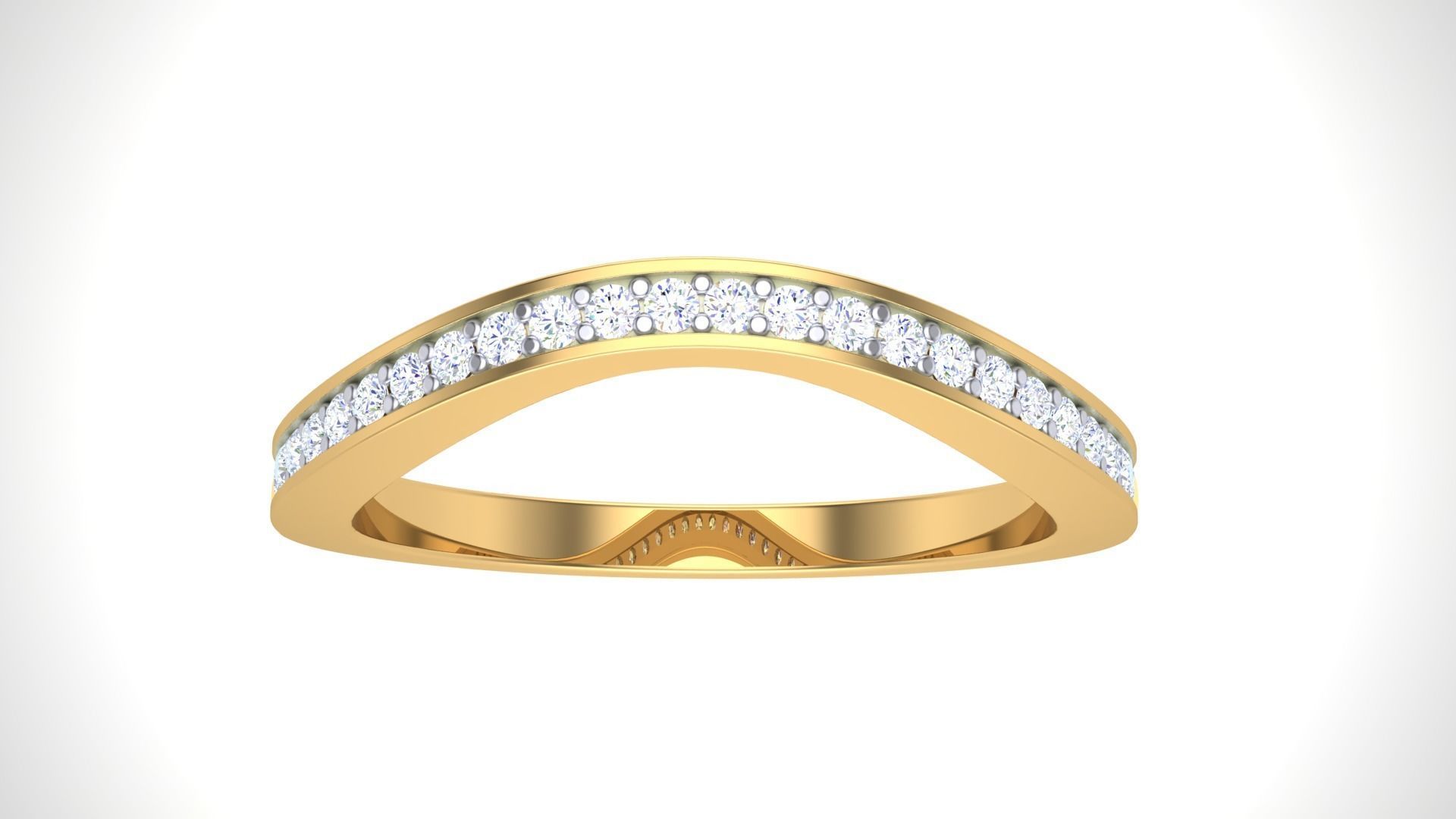 Solitaire Diamond stackable ring with Eternity Bands Pair 3D print model_7