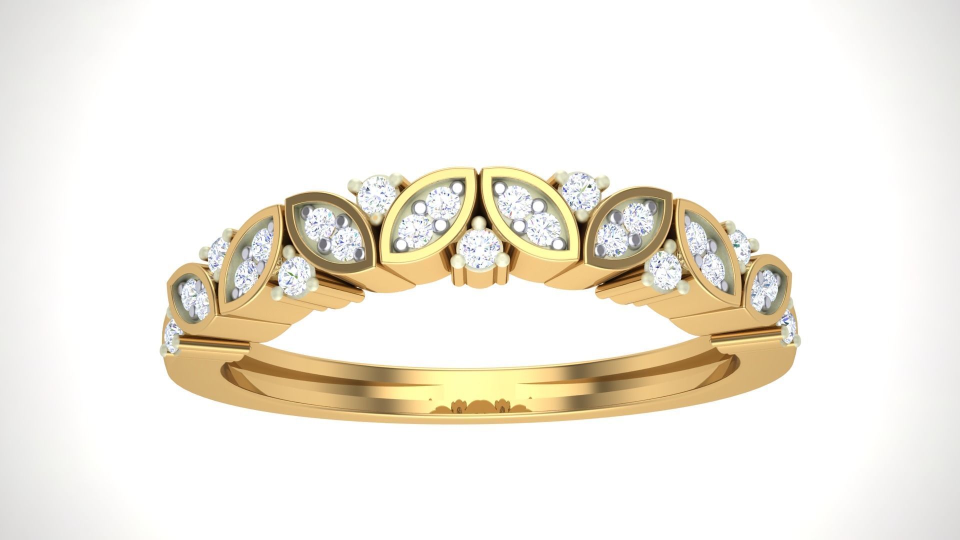 Solitaire Diamond stackable ring with Eternity Bands Pair 3D print model_4