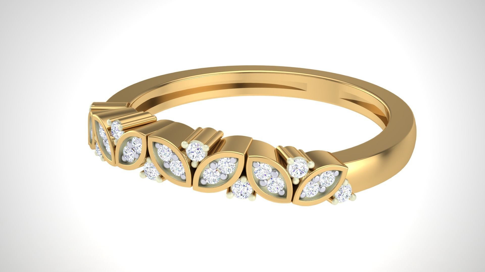 Solitaire Diamond stackable ring with Eternity Bands Pair 3D print model_6