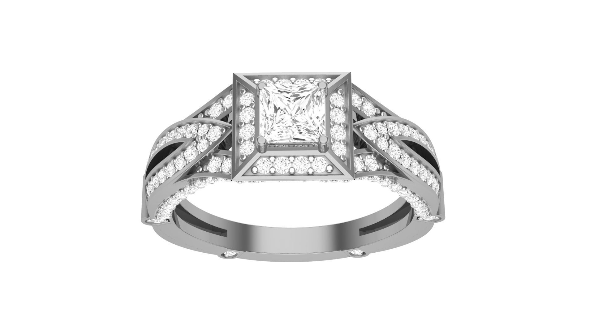 Solitaire Diamond stackable ring with Eternity Bands Pair 3D print model_29