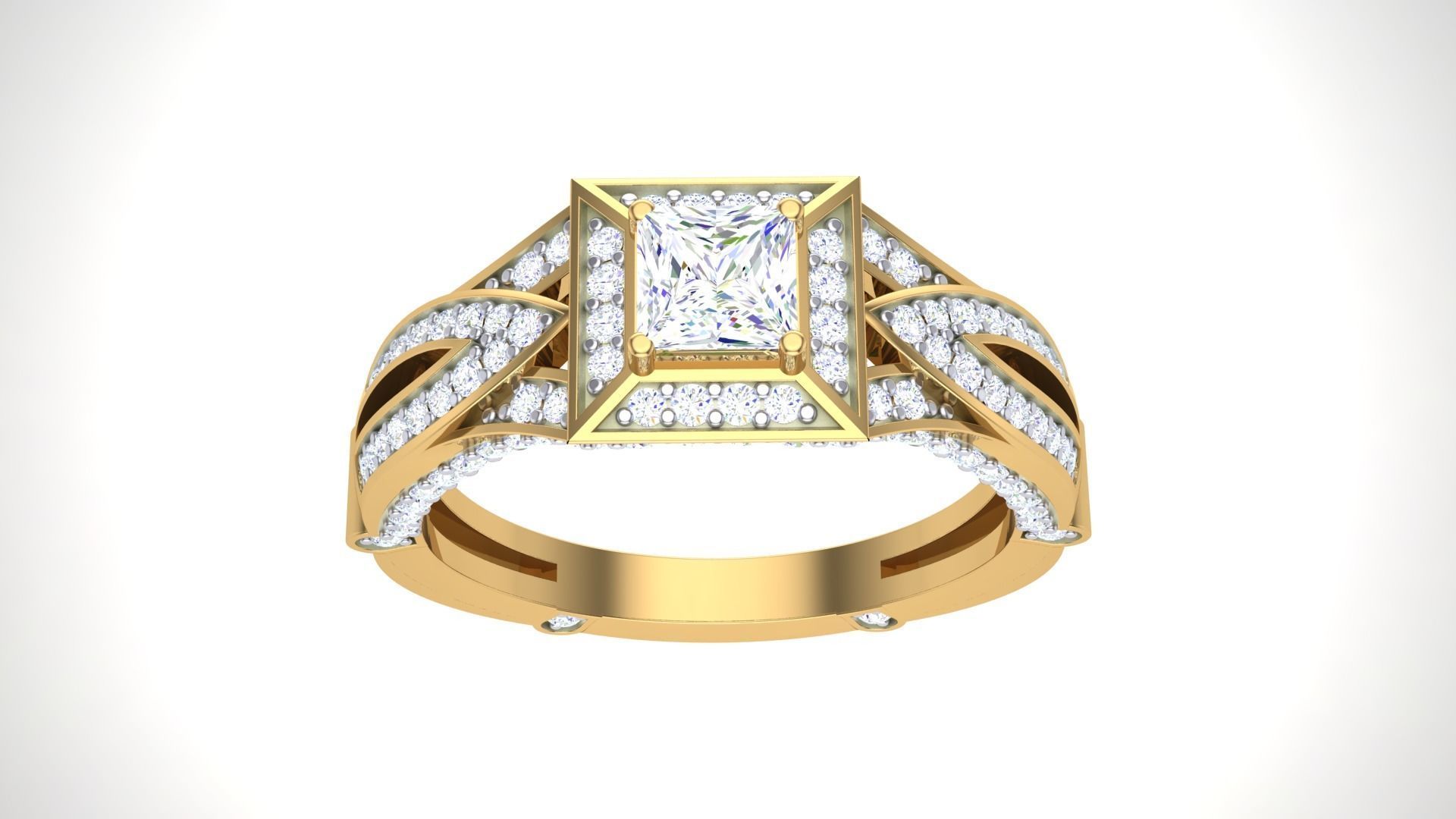 Solitaire Diamond stackable ring with Eternity Bands Pair 3D print model_10