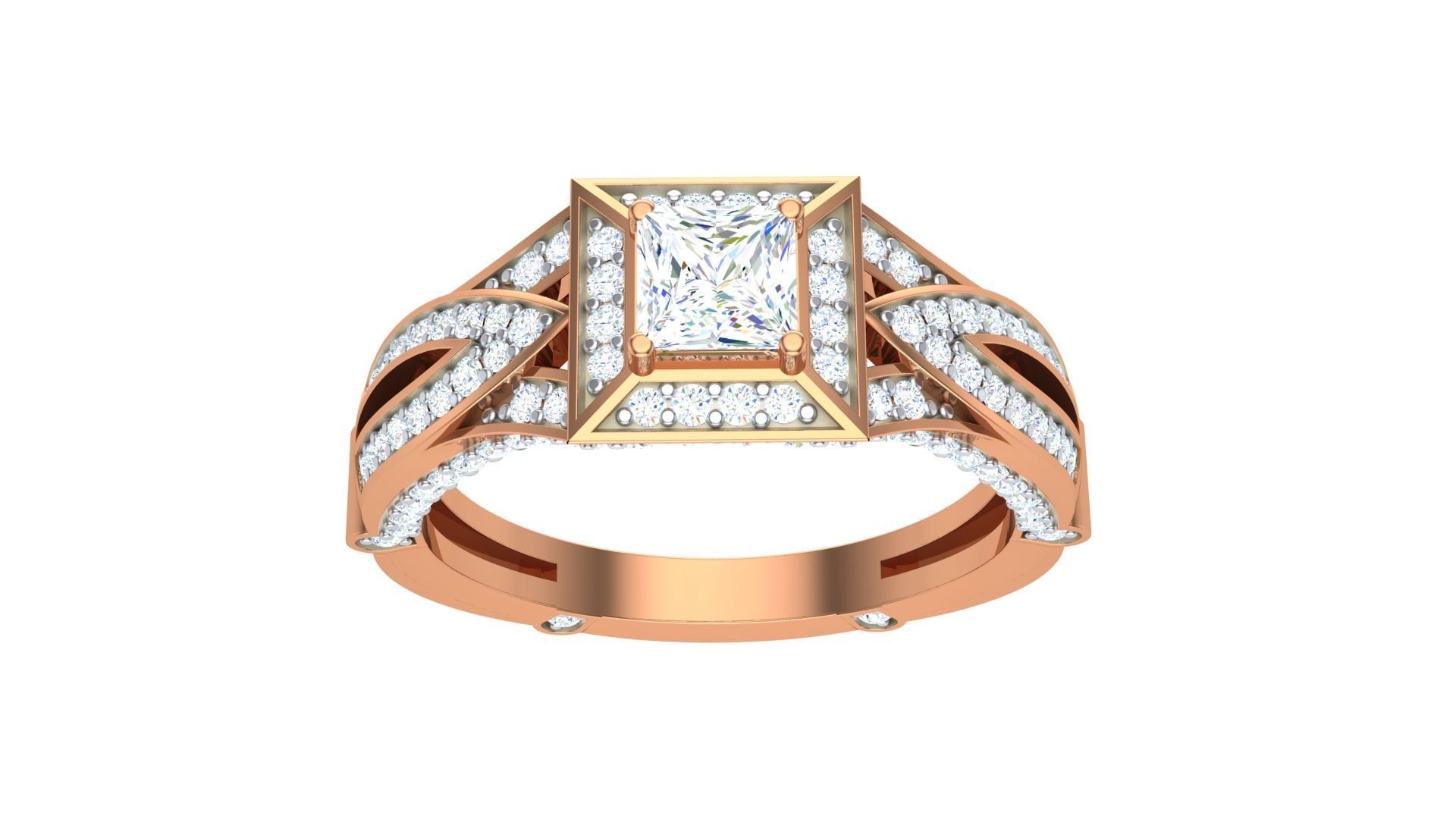 Solitaire Diamond stackable ring with Eternity Bands Pair 3D print model_20