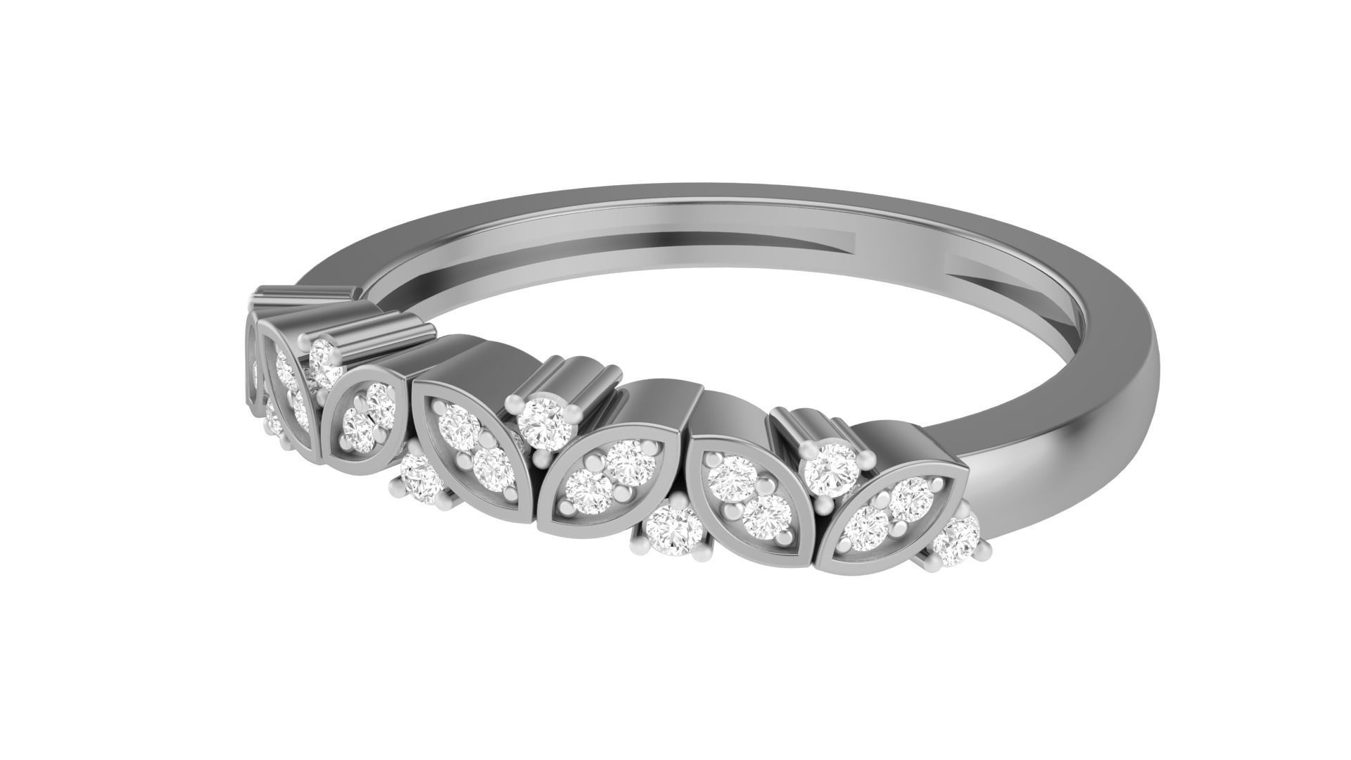 Solitaire Diamond stackable ring with Eternity Bands Pair 3D print model_25