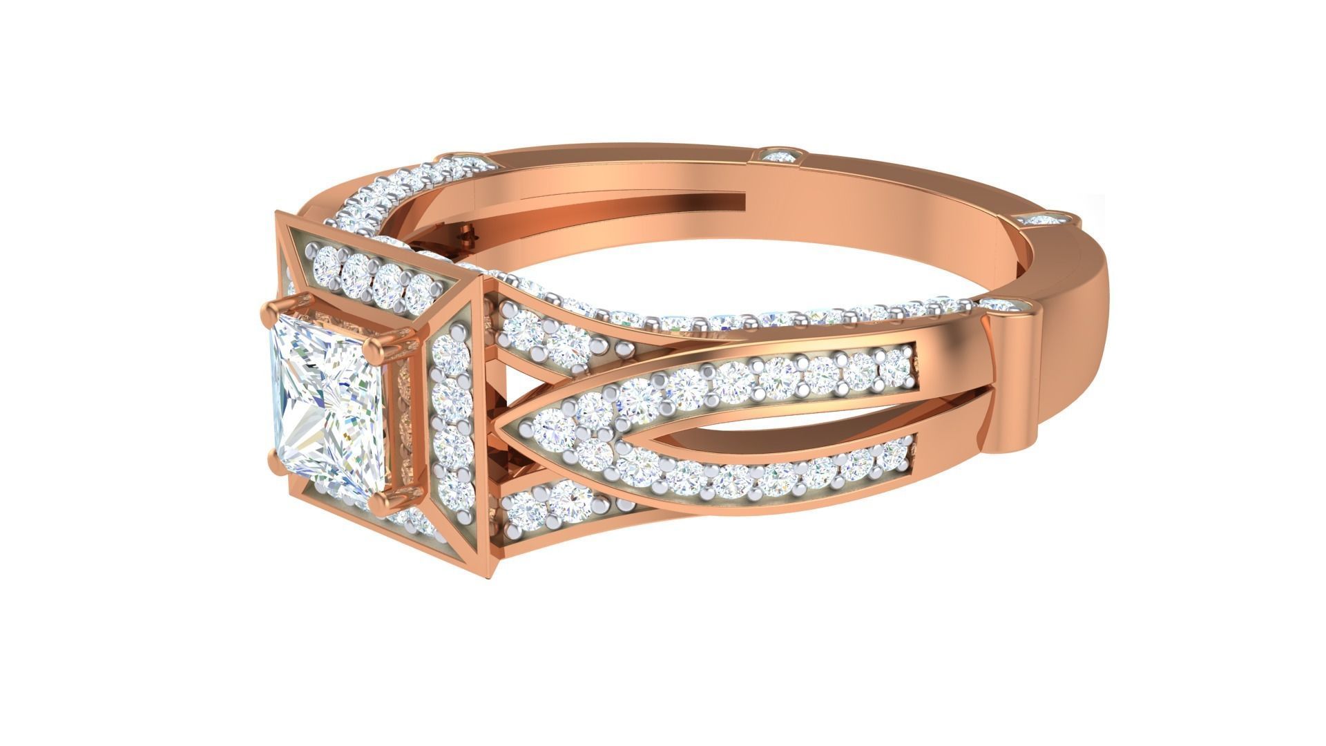 Solitaire Diamond stackable ring with Eternity Bands Pair 3D print model_13