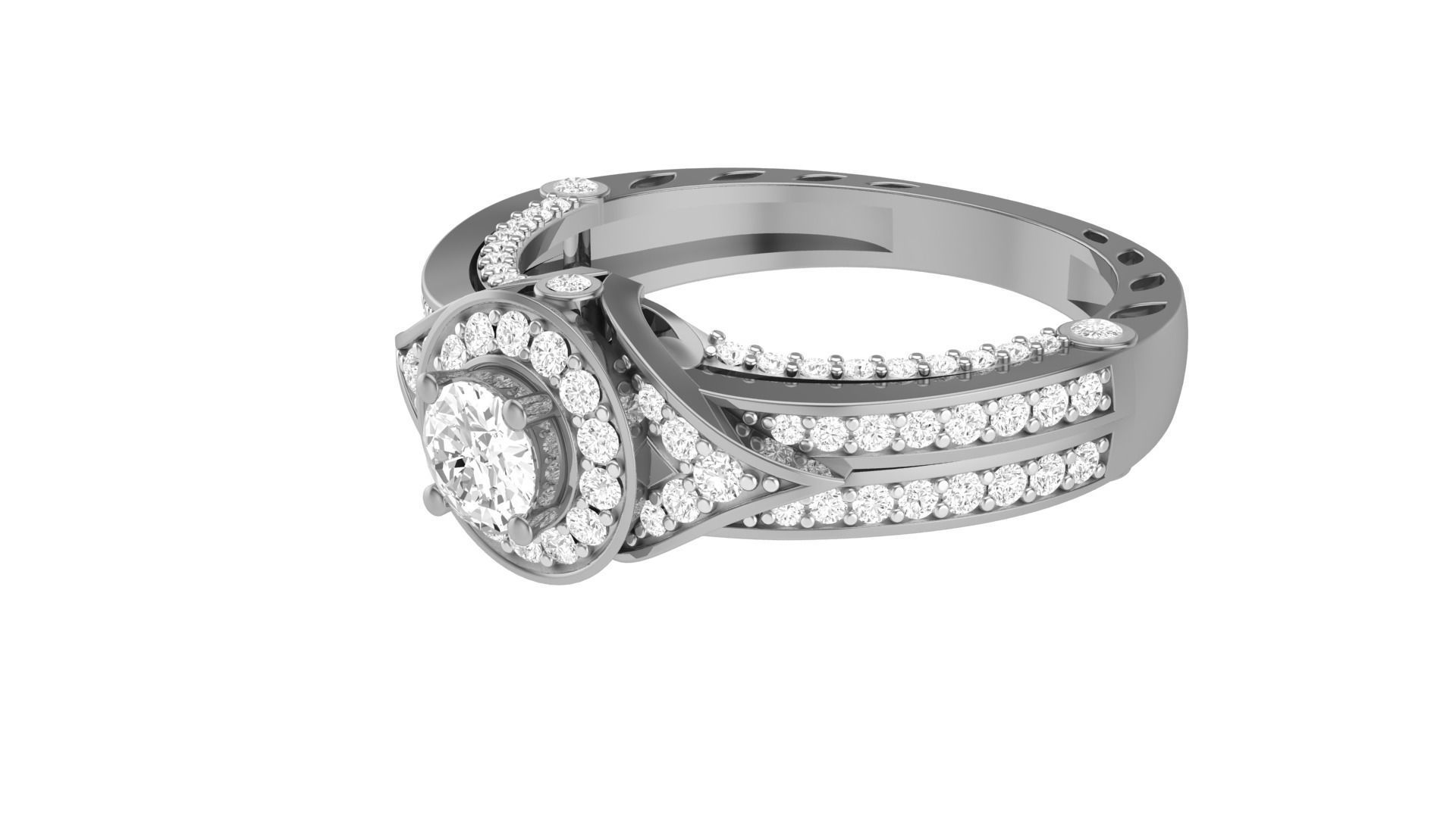 Solitaire Diamond stackable ring with Eternity Bands Pair 3D print model_22