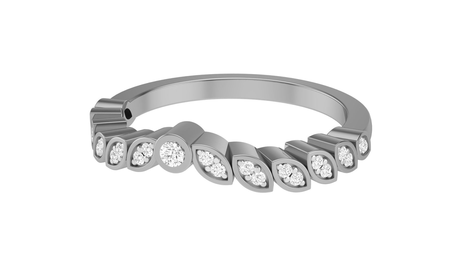 Solitaire Diamond stackable ring with Eternity Bands Pair 3D print model_25