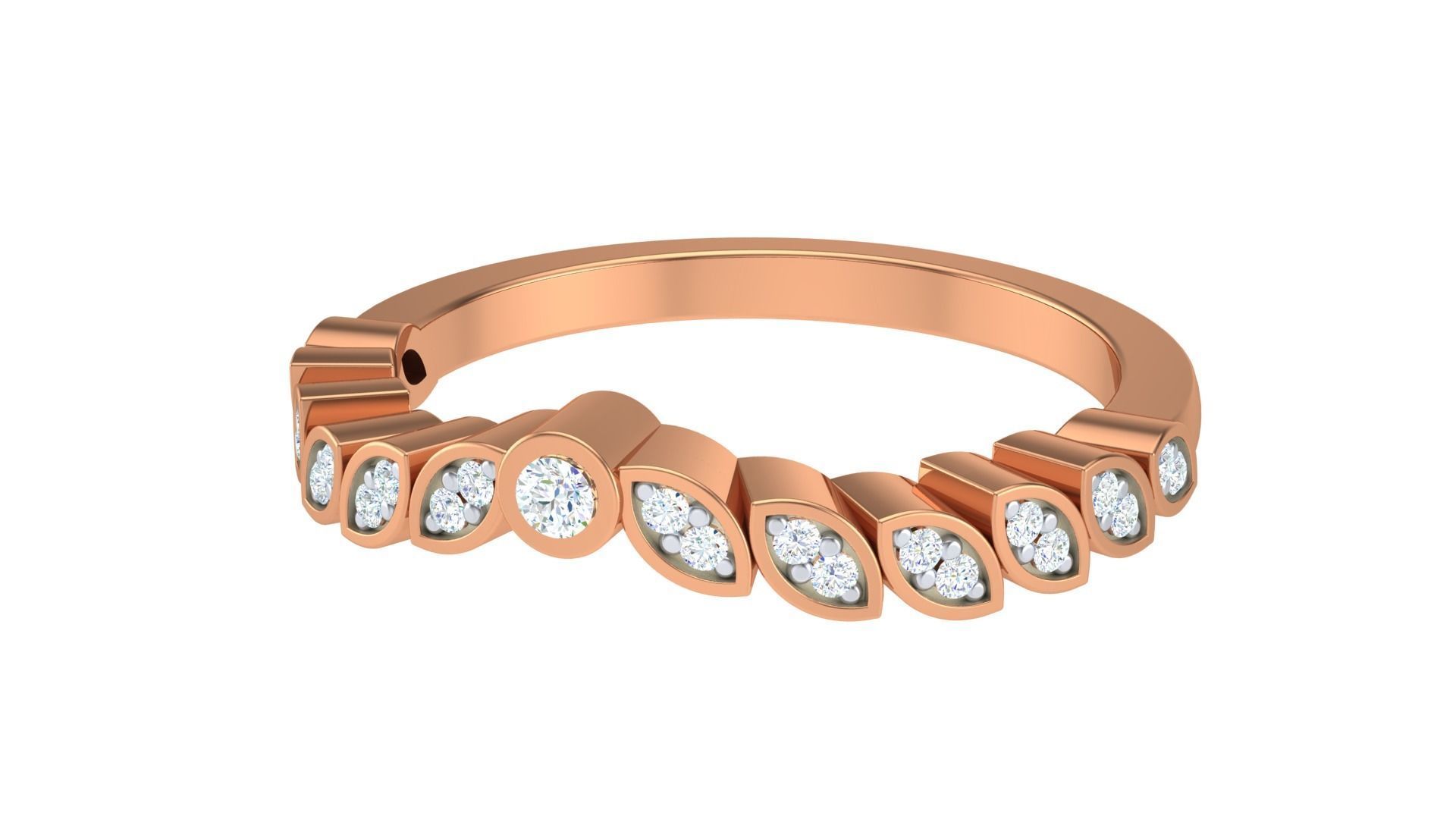 Solitaire Diamond stackable ring with Eternity Bands Pair 3D print model_16