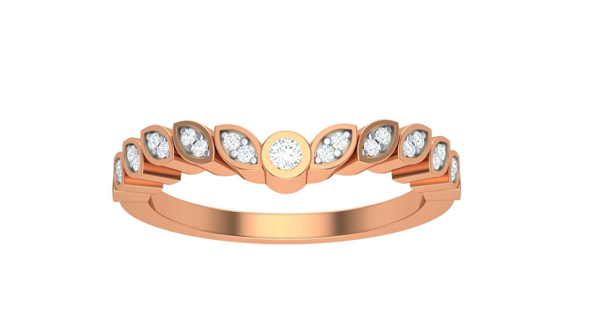 Solitaire Diamond stackable ring with Eternity Bands Pair 3D print model_14