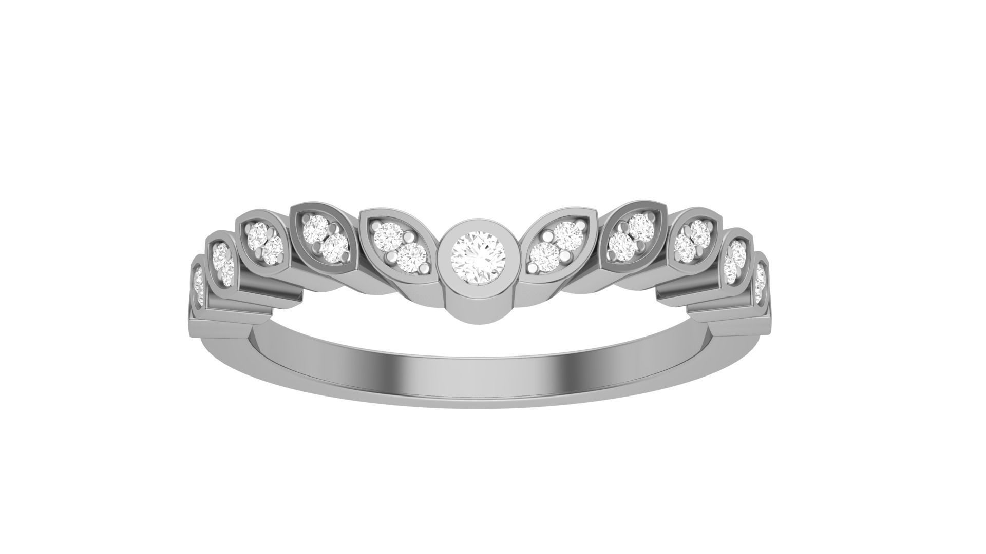 Solitaire Diamond stackable ring with Eternity Bands Pair 3D print model_23