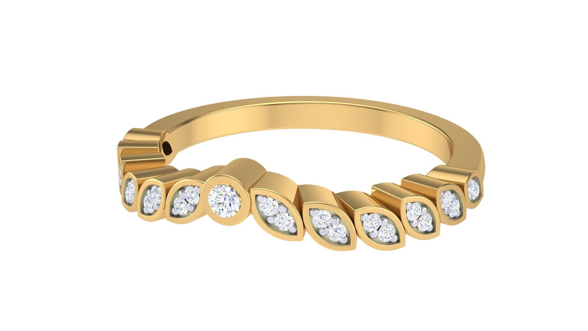 Solitaire Diamond stackable ring with Eternity Bands Pair 3D print model_6