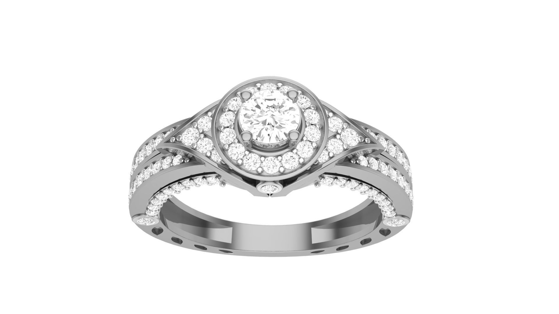 Solitaire Diamond stackable ring with Eternity Bands Pair 3D print model_29