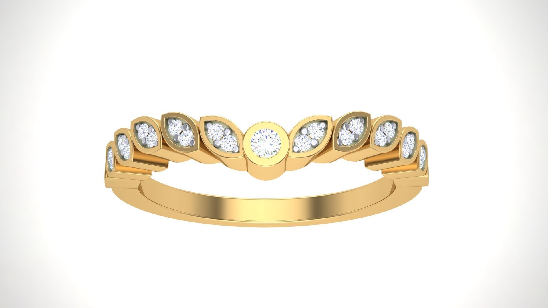 Solitaire Diamond stackable ring with Eternity Bands Pair 3D print model_4