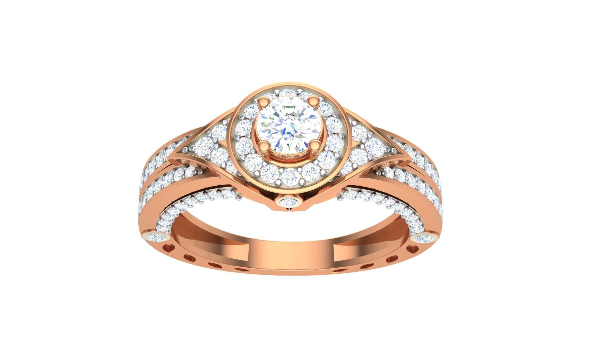 Solitaire Diamond stackable ring with Eternity Bands Pair 3D print model_20