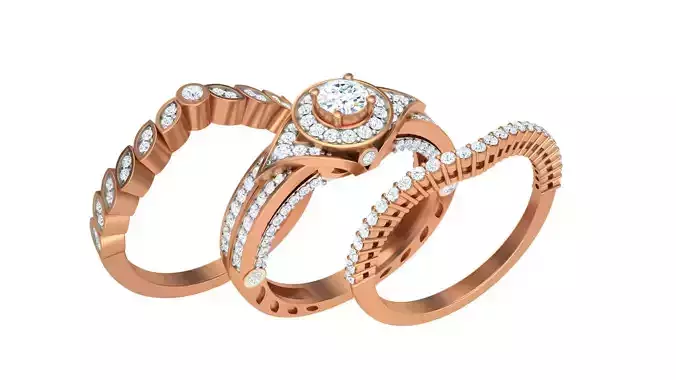 Solitaire Diamond stackable ring with Eternity Bands Pair 3D print model