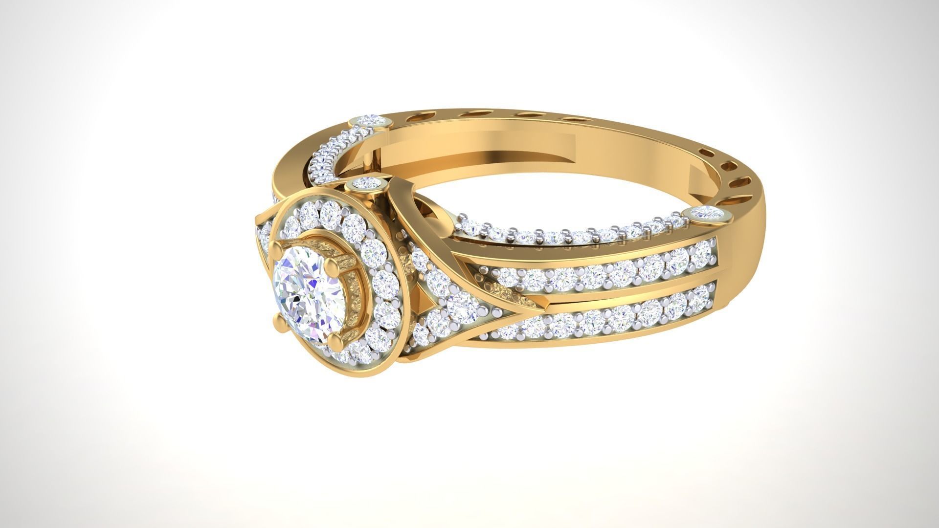 Solitaire Diamond stackable ring with Eternity Bands Pair 3D print model_12