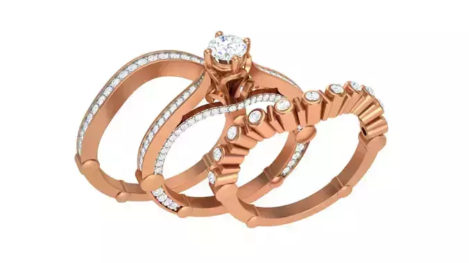 Solitaire Diamond stackable ring with Eternity Bands Pair 3D print model