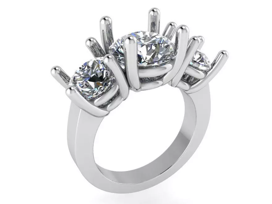 3 Stone Basket Setting Ring 1076 3D print model
