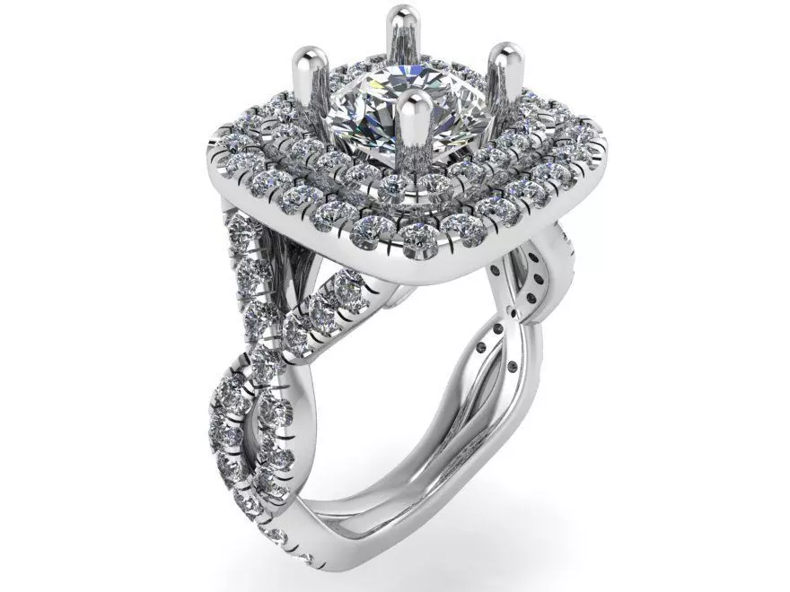 Double Halo Twisted Ring 1083 3D print model