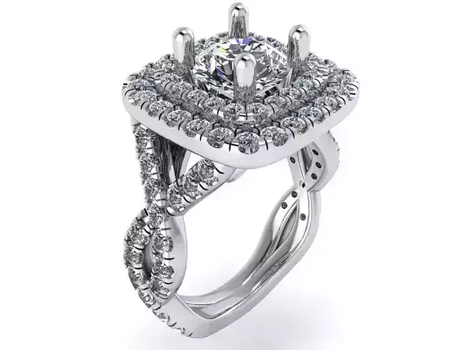 Double Halo Twisted Ring 1083