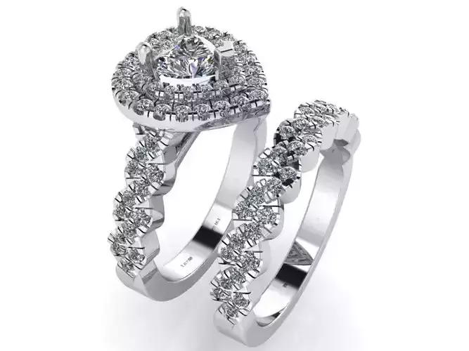Heart Halo Ring With Band 1090