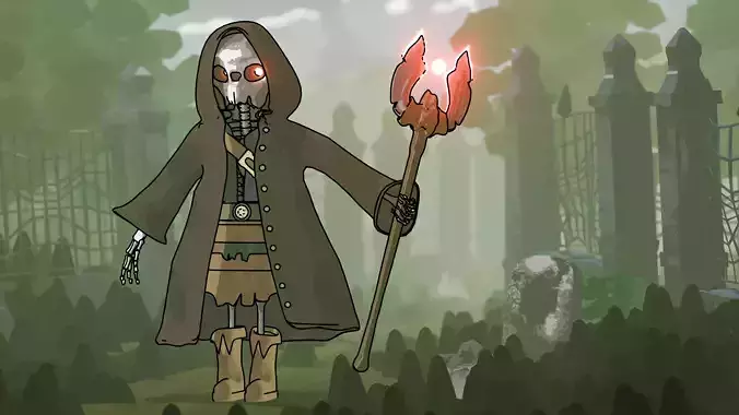 Scene style cartoon skeleton 3D model