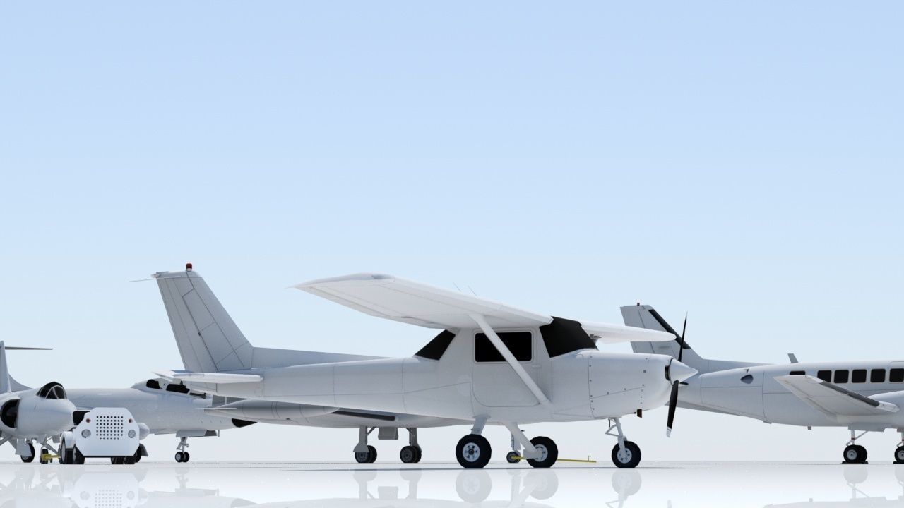 Cessna 152 Static Low Poly Blank GA Low-poly 3D model_5