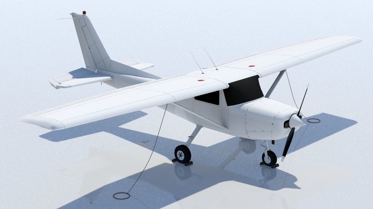 Cessna 152 Static Low Poly Blank GA Low-poly 3D model_3