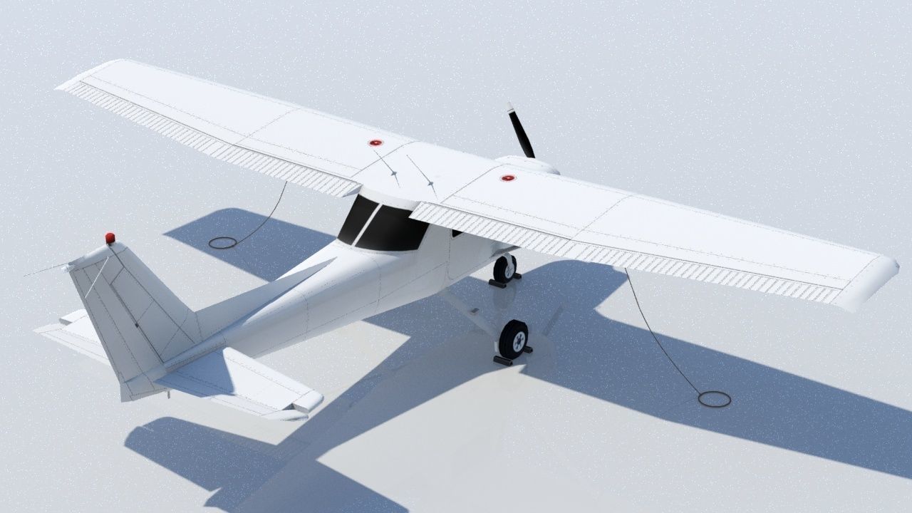 Cessna 152 Static Low Poly Blank GA Low-poly 3D model_2