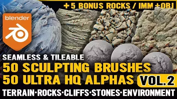 Blender Ultra HQ Terrain Seamless Sculpt brushes and Alphas Vol2