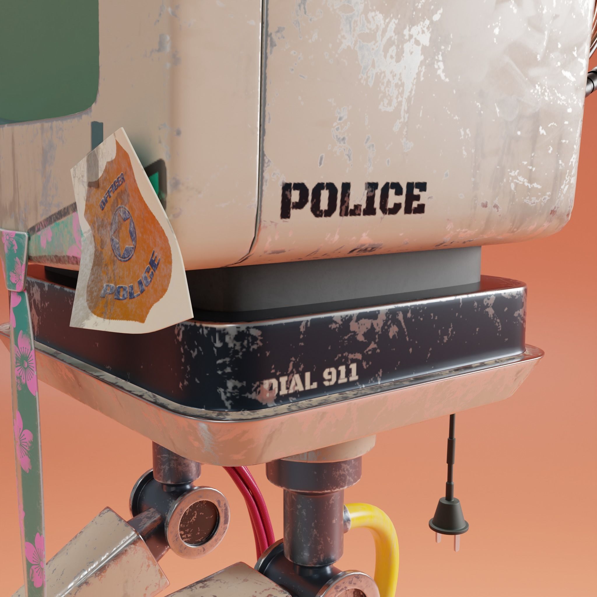 Officer Byte - Robot character Low-poly 3D model_1