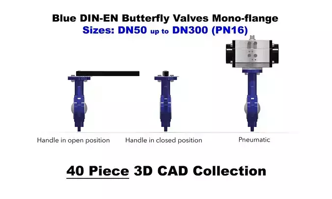 DIN-EN Butterfly Valves - Mono-flange - Blue