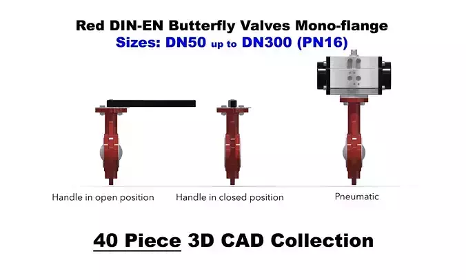 DIN-EN Butterfly Valves - Mono-flange - Red