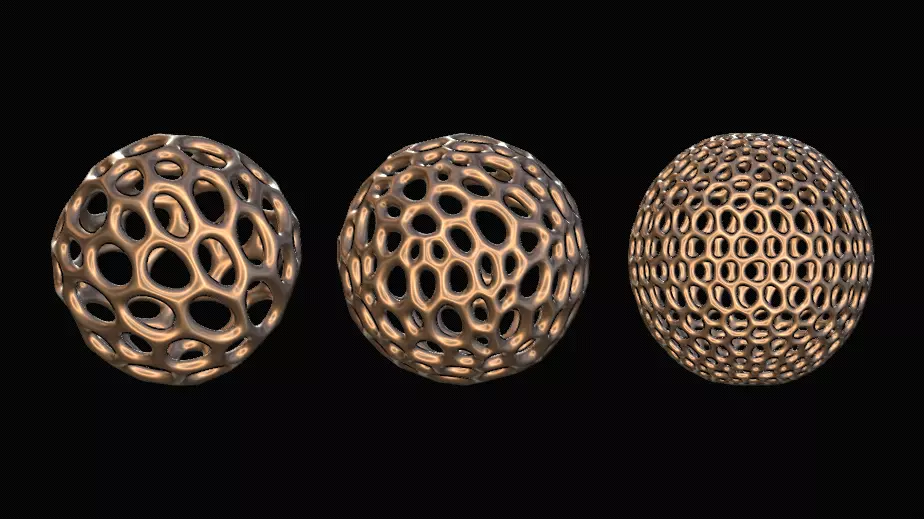 3pcs abstract voronoi lattice wireframe sphere 3D print model