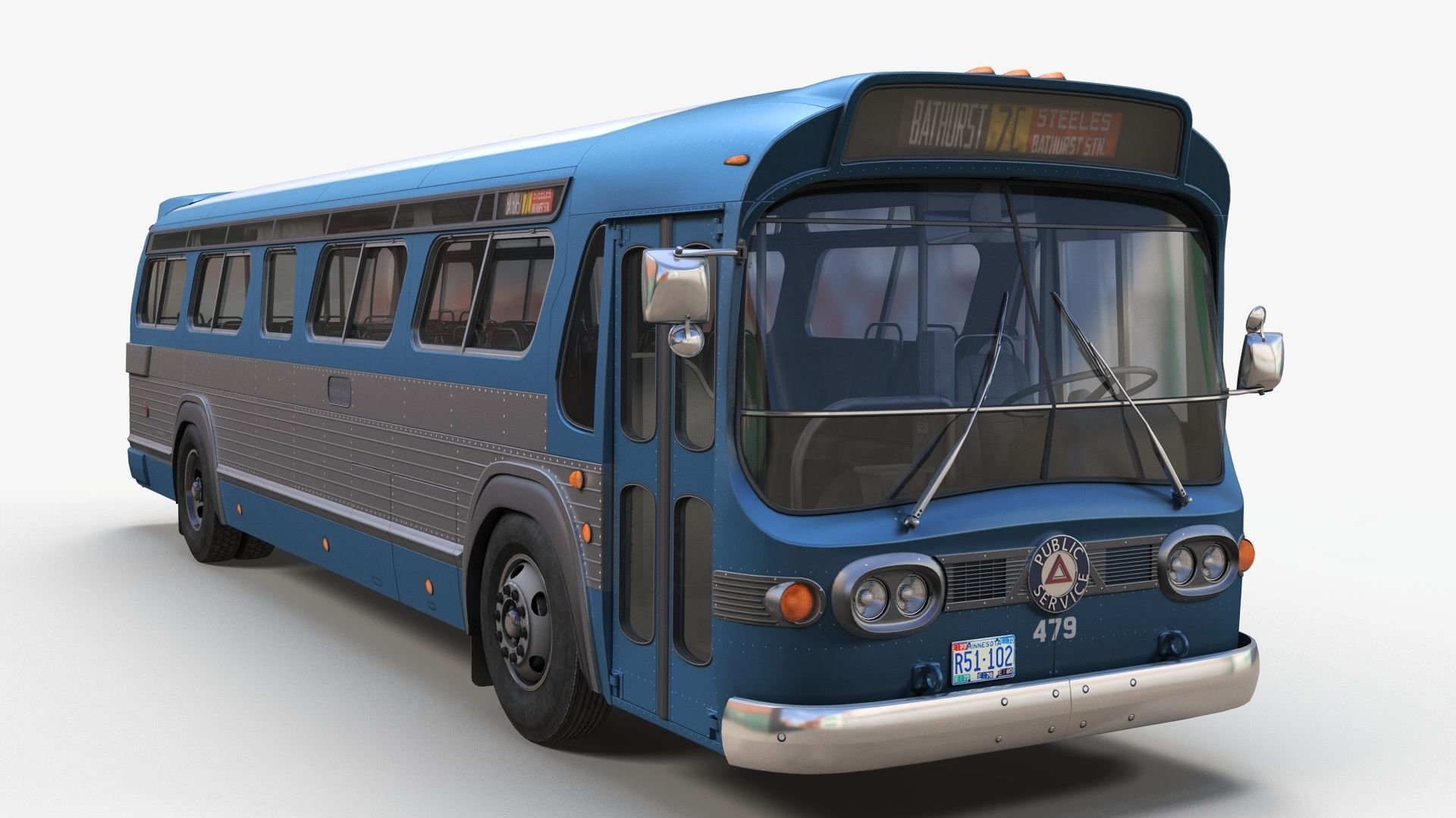 Old bus Low-poly 3D model_3