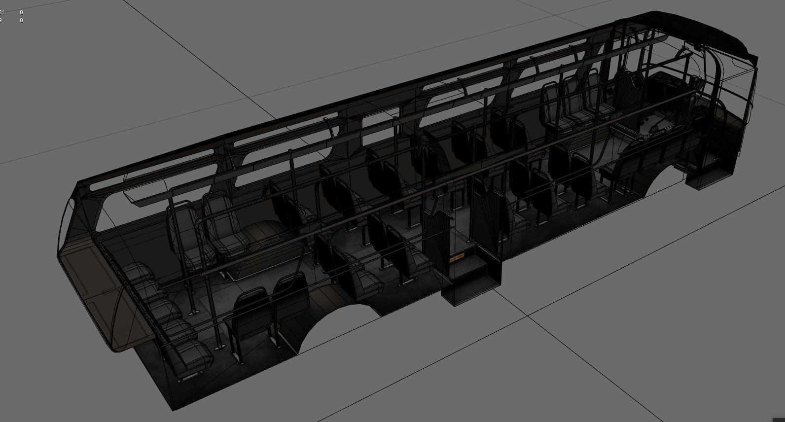 Old bus Low-poly 3D model_43