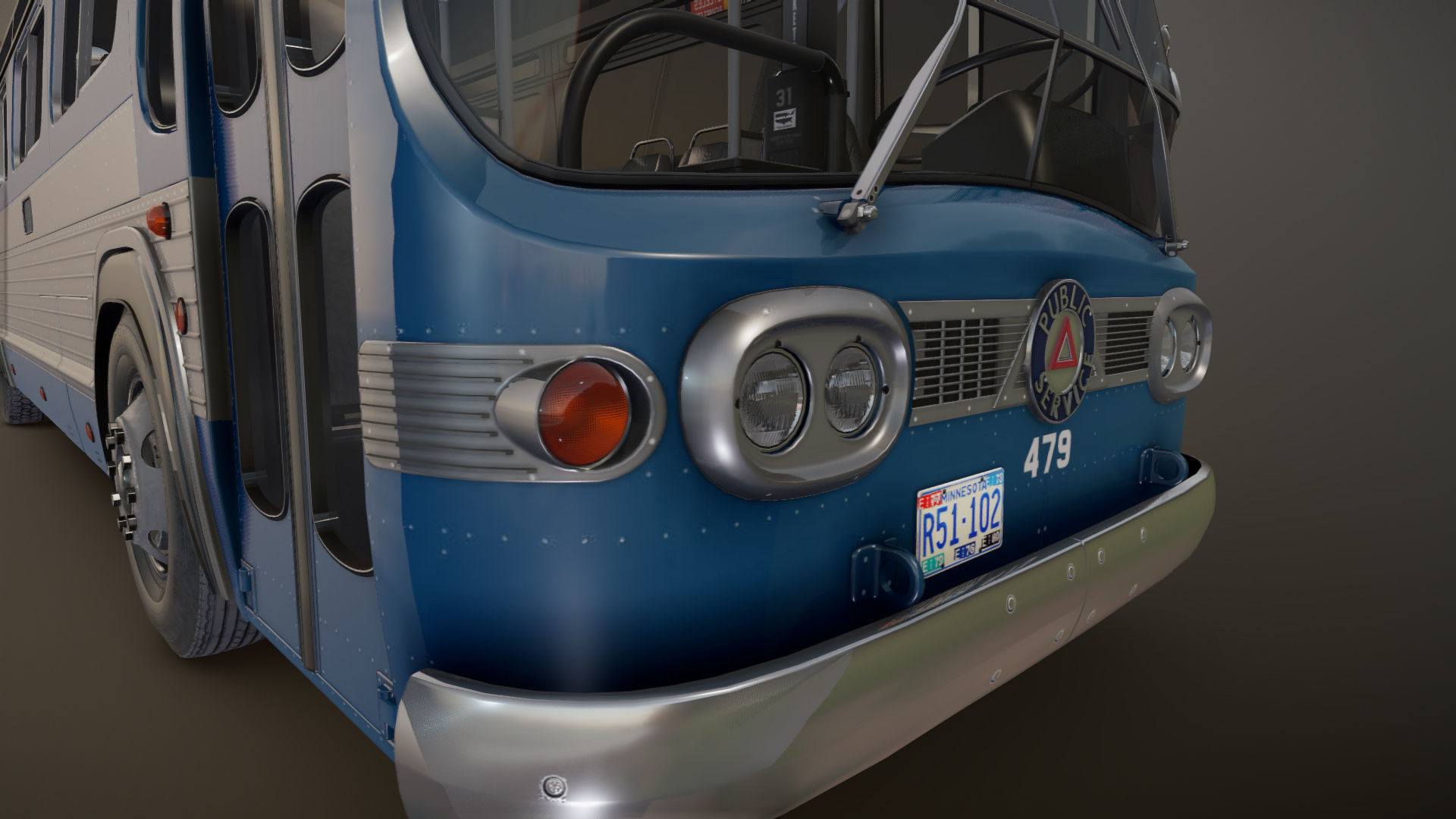 Old bus Low-poly 3D model_24