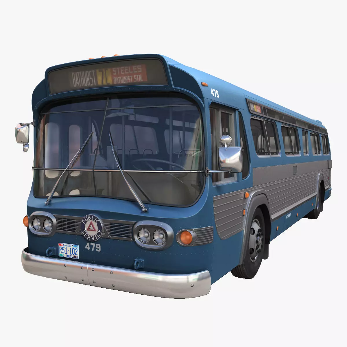 Old bus Low-poly 3D model_0