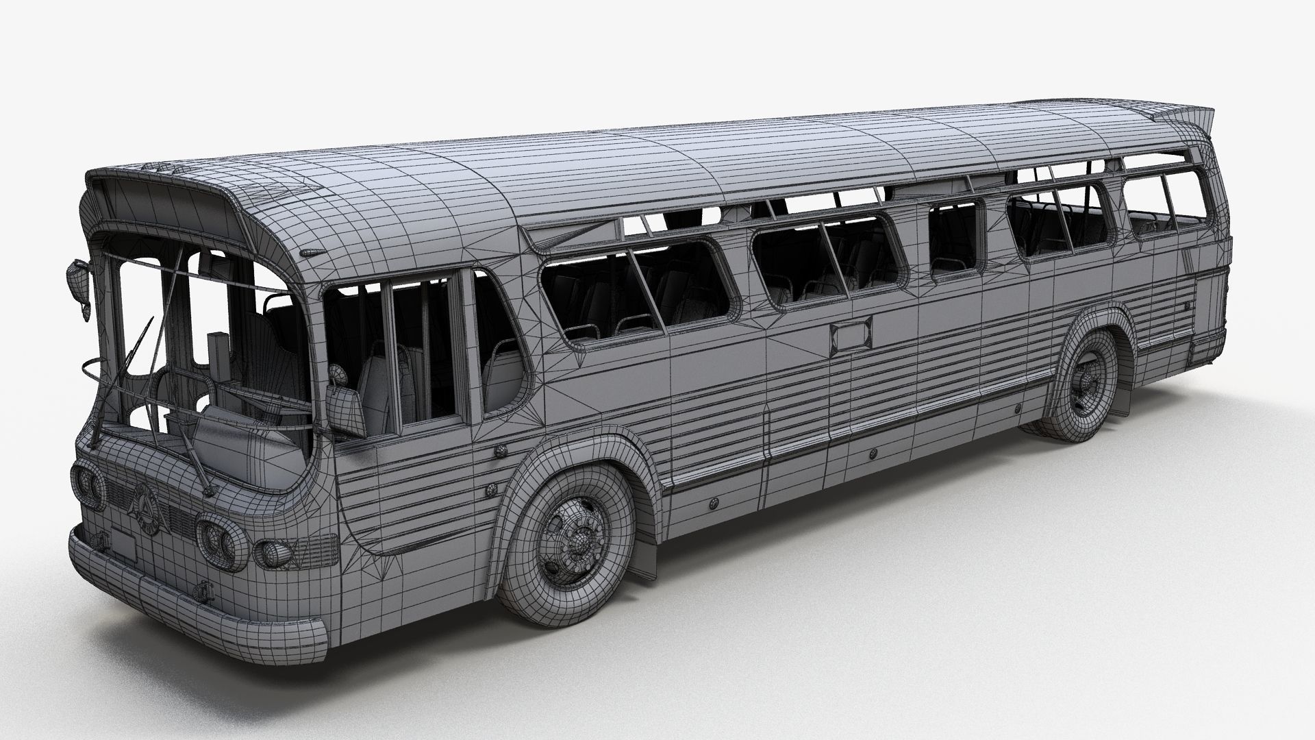 Old bus Low-poly 3D model_8