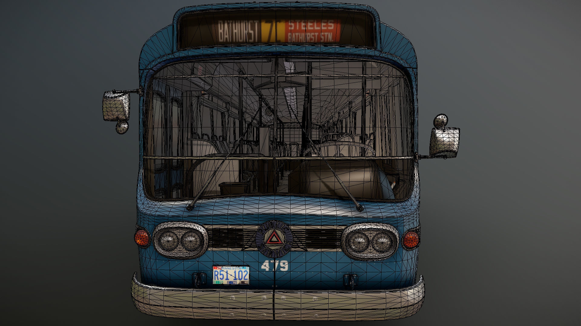 Old bus Low-poly 3D model_34