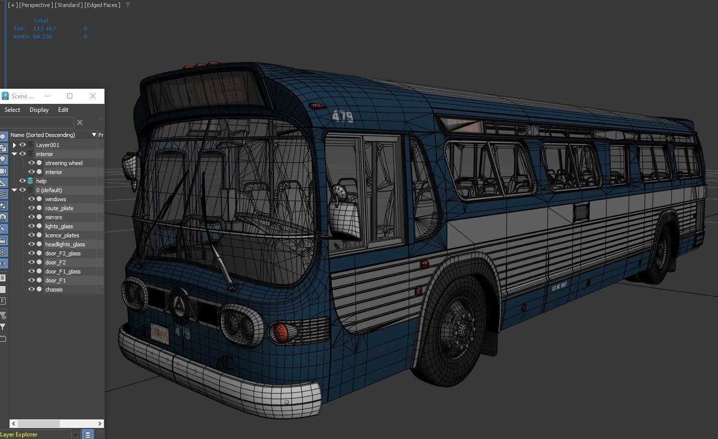 Old bus Low-poly 3D model_40