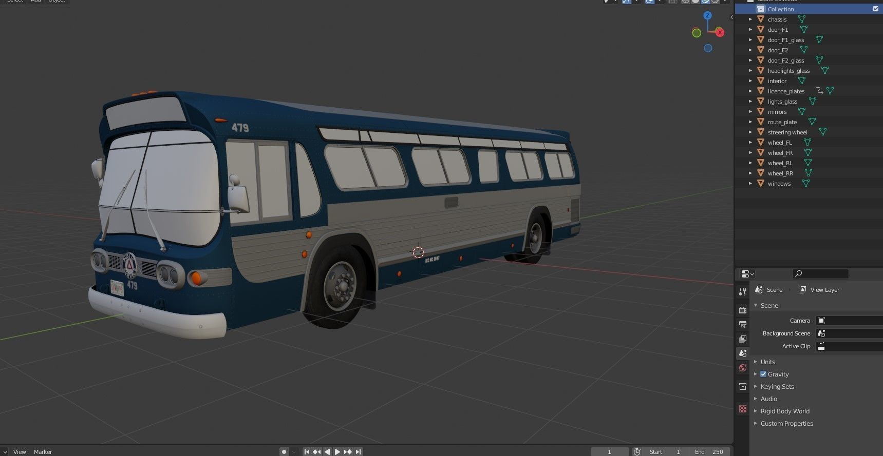 Old bus Low-poly 3D model_39