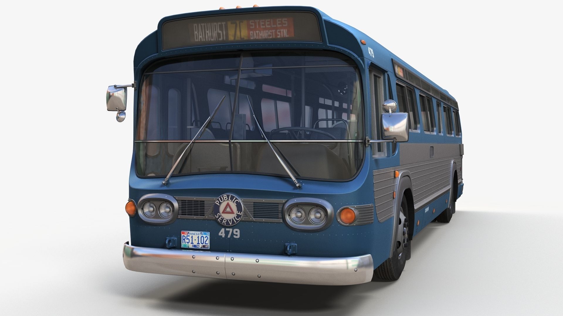 Old bus Low-poly 3D model_4