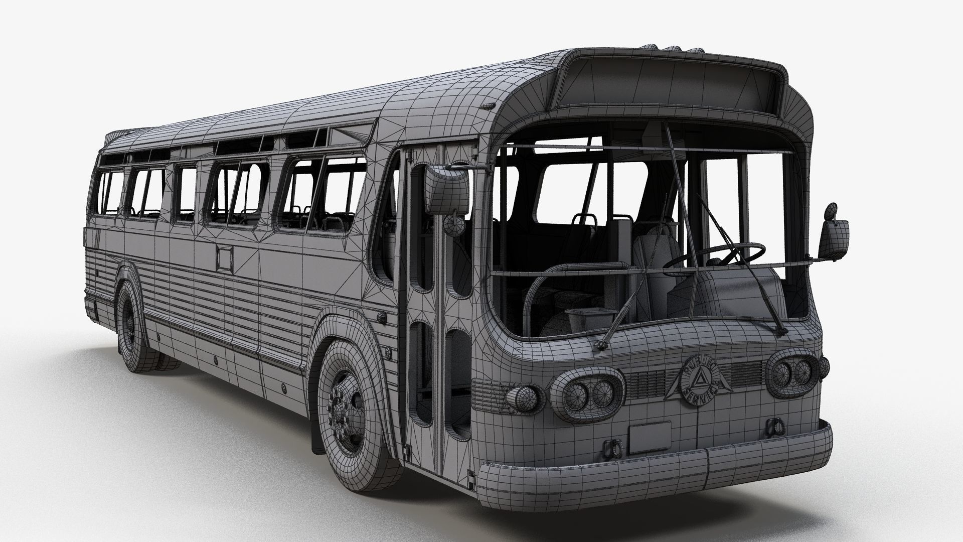 Old bus Low-poly 3D model_10