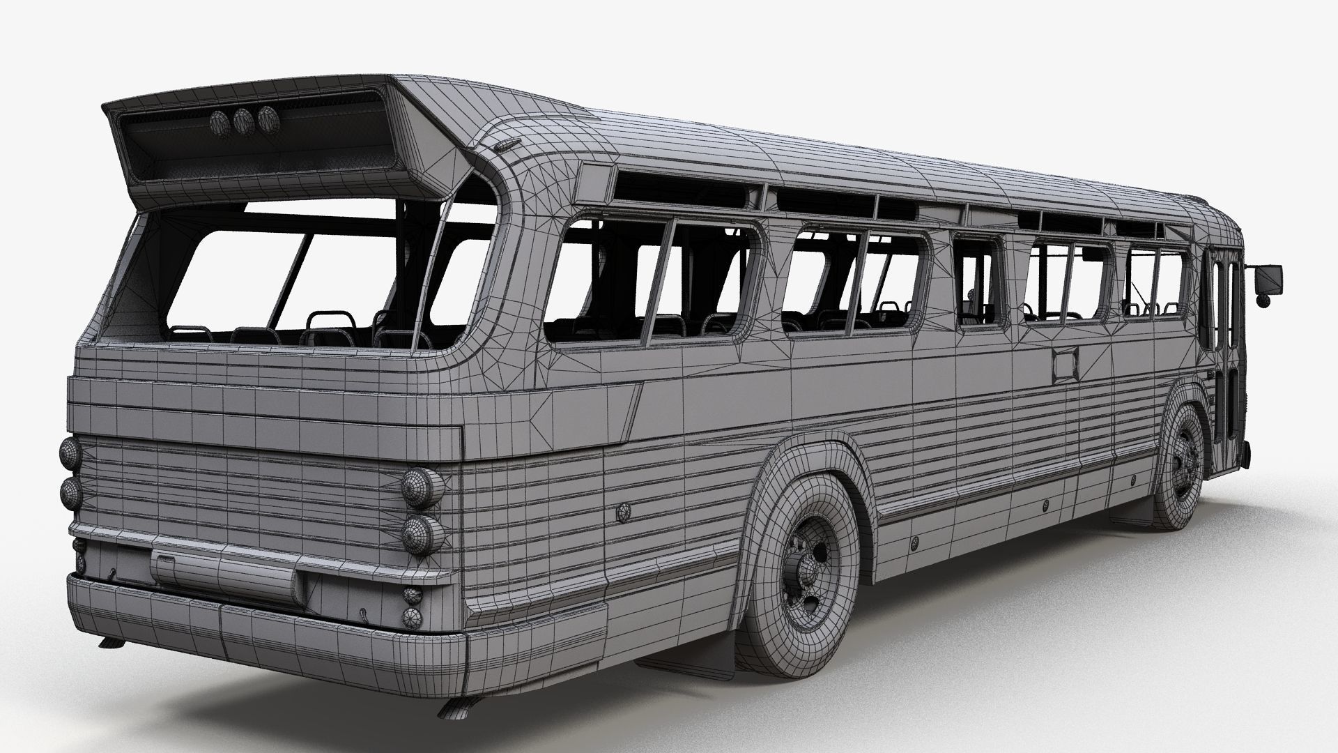 Old bus Low-poly 3D model_9